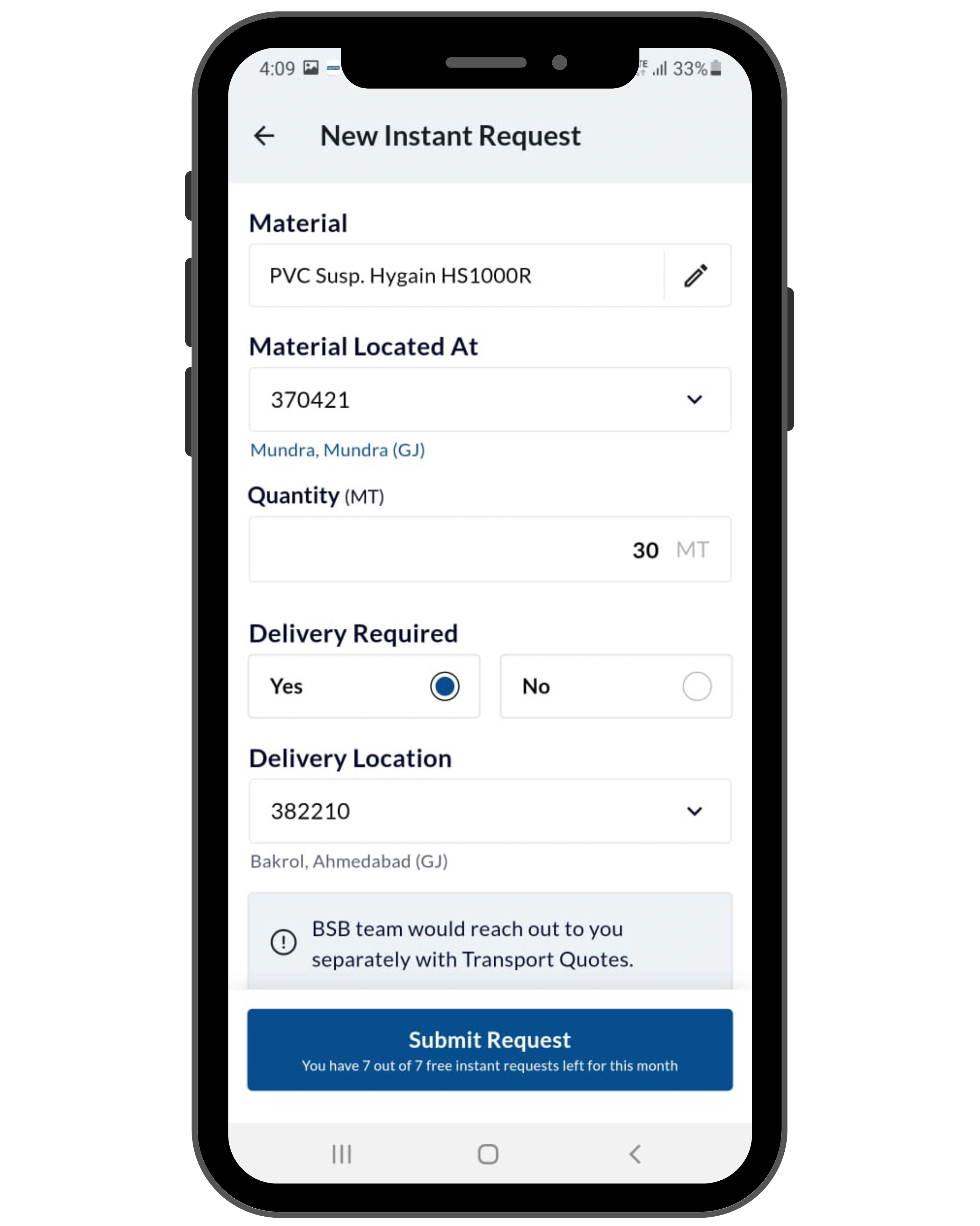 BSB Buyer App Screen 4
